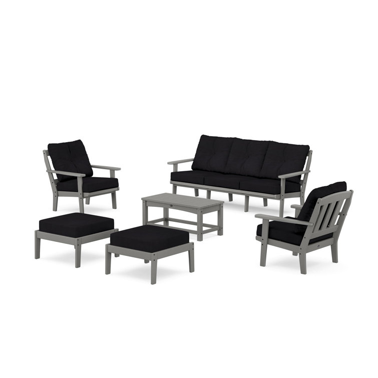 Cape Cod 6 Piece Gray and Black Outdoor Sofa Set