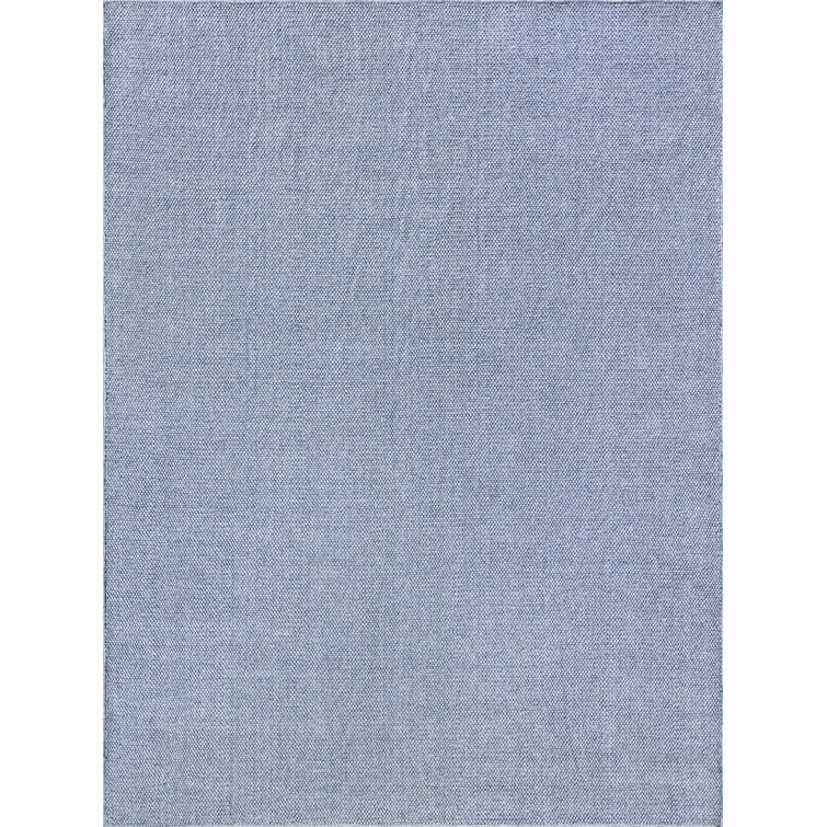 Handmade Light Blue Rectangular Recycled P.E.T. Area Rug