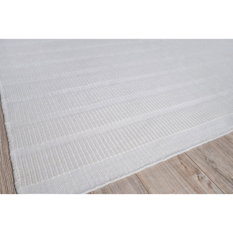 Handwoven Off-White Striped Synthetic Rectangular Rug 2' x 3'