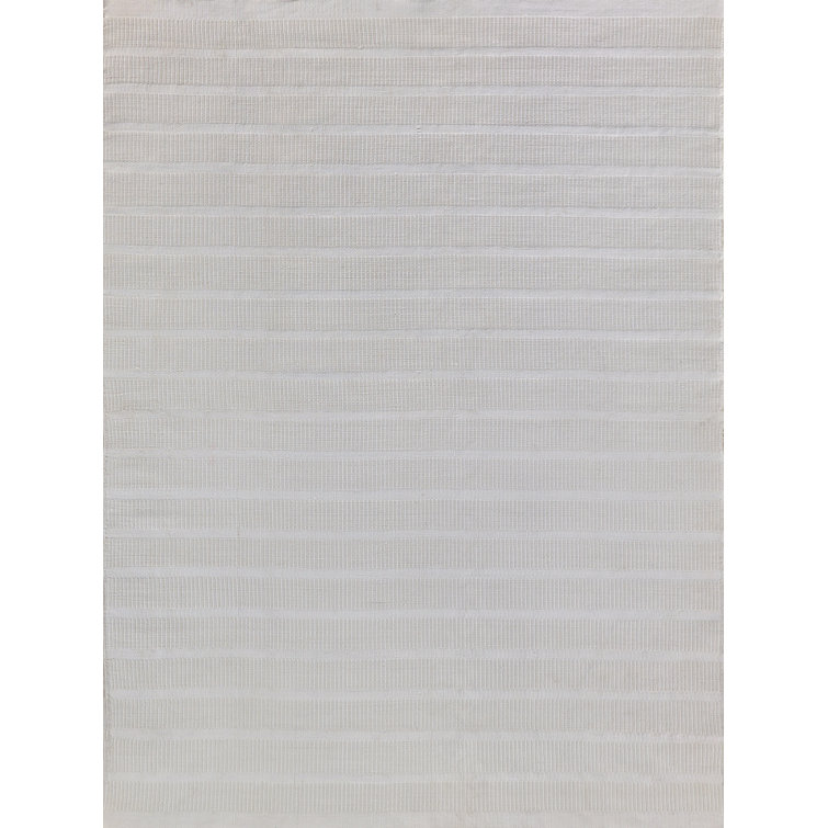 Handwoven Off-White Striped Synthetic Rectangular Rug 2' x 3'