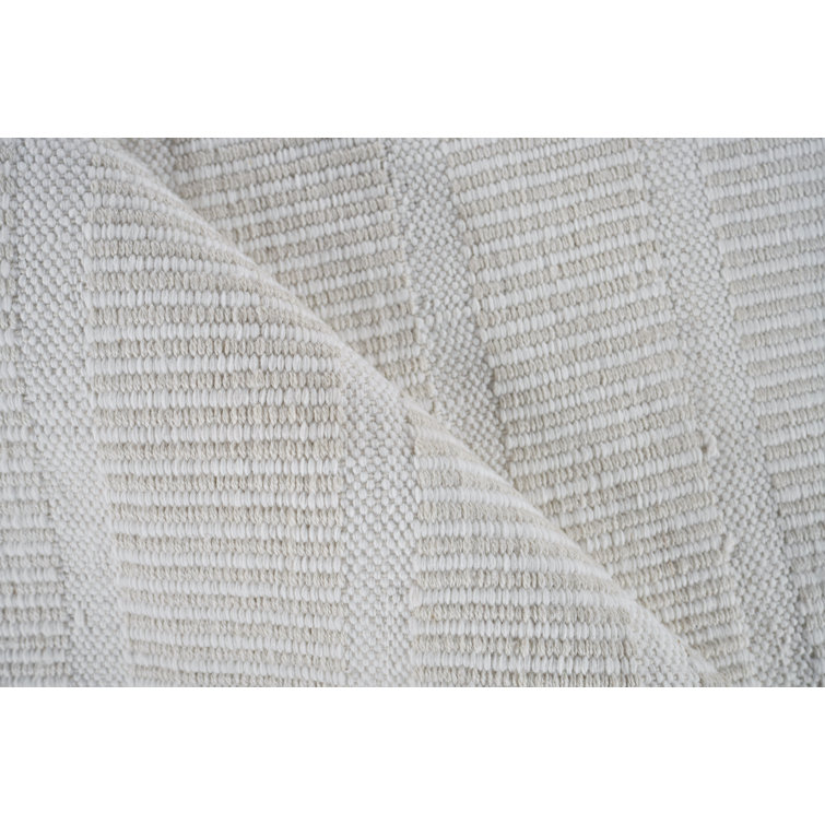 Handwoven Off-White Striped Synthetic Rectangular Rug 2' x 3'