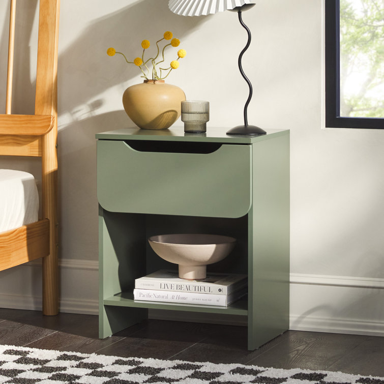 Scandi Minimalist Green 1-Drawer Nightstand