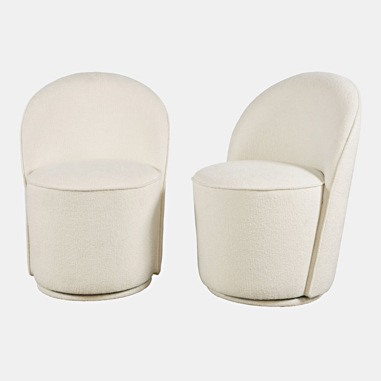 Natural Upholstered Swivel Parsons Side Chair Set
