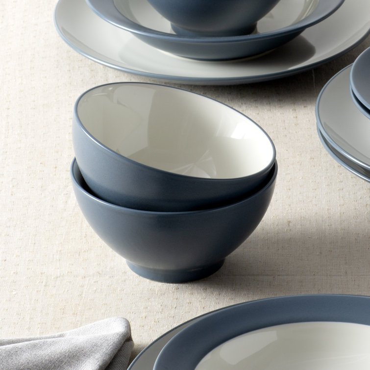 Blue and White Ceramic 12-Piece Dinnerware Set, Service for 4