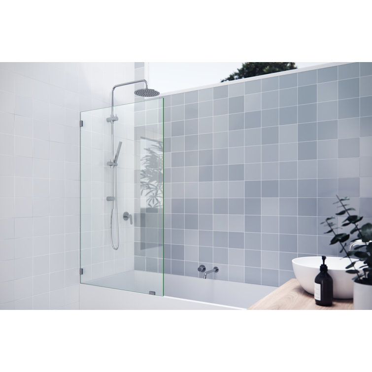 Vela 34" x 58.25" Frameless Glass Bath Panel with Chrome Finish