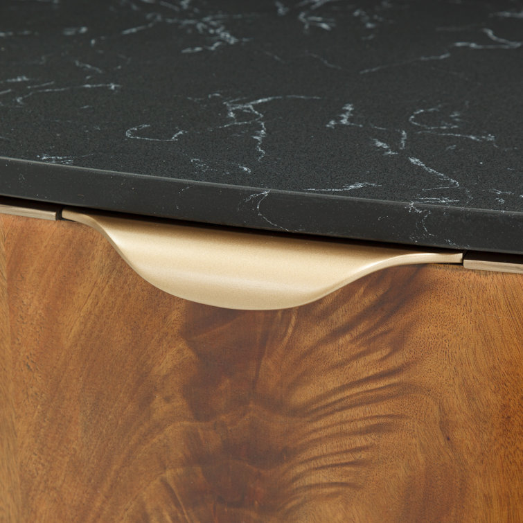 Mahogany and Marble Transitional 9-Drawer Double Dresser