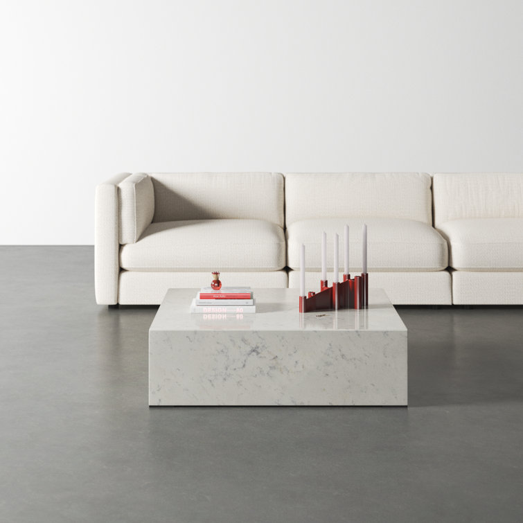 Monika Square White Marble Coffee Table
