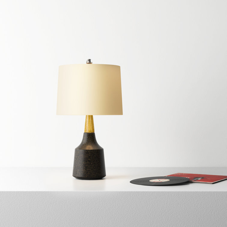 Cream and Bronze Ceramic Table Lamp with Linen Shade