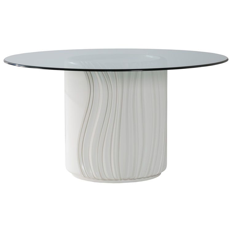 White Round Glass Mid Century Modern Dining Table