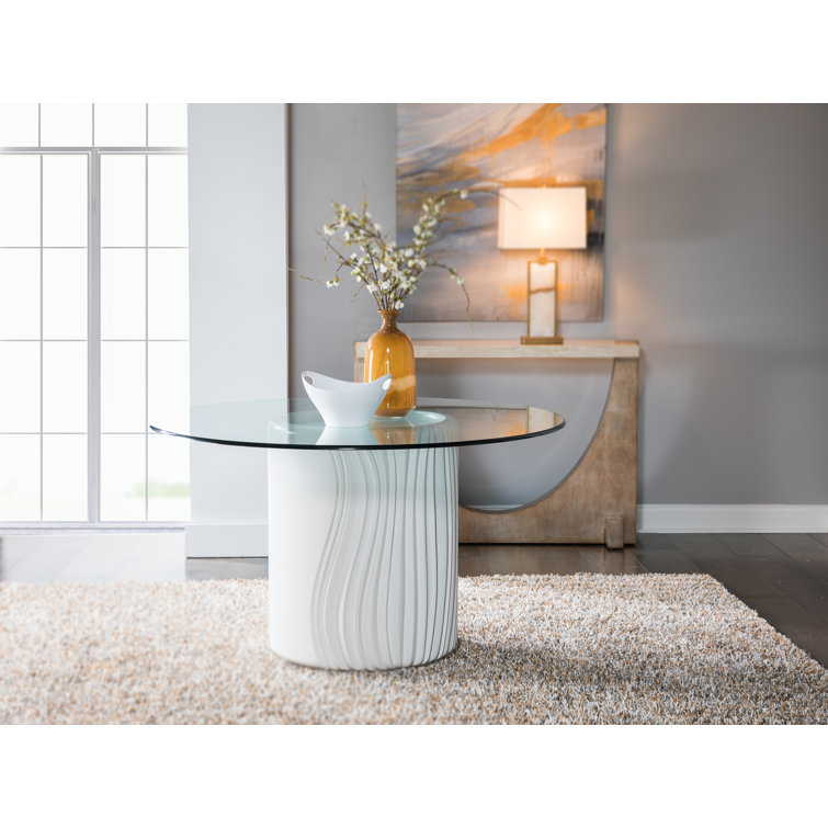 White Round Glass Mid Century Modern Dining Table