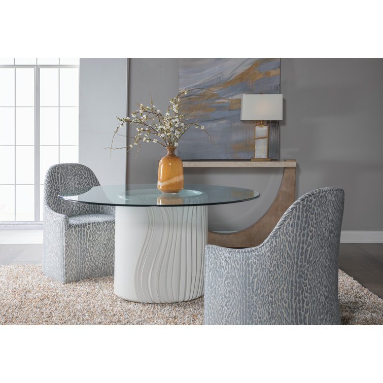 White Round Glass Mid Century Modern Dining Table