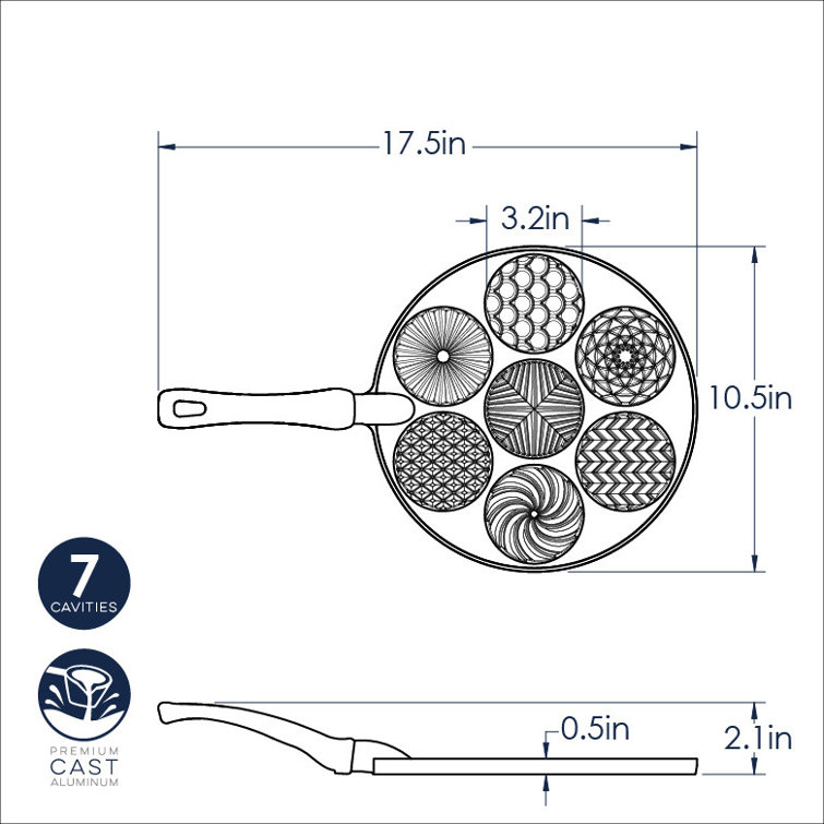 Black Cast Aluminum Patterned Pancake Pan with Handle