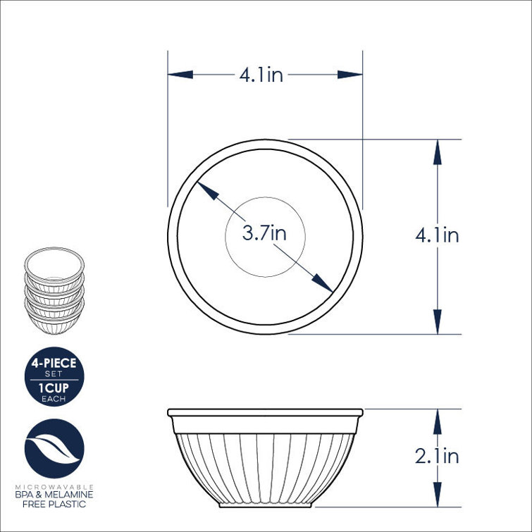 Earth-Tone Melamine Mini Prep and Serve Bowl Set, 4-Piece
