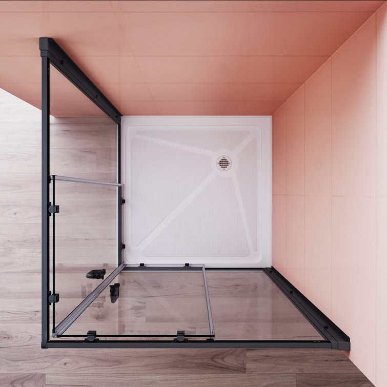 Matte Black Aluminum Framed Corner Shower Enclosure with Clear Tempered Glass