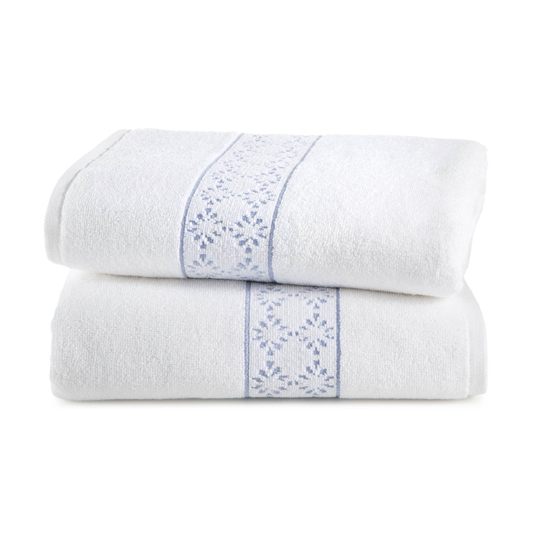 White Supima Cotton Geometric Jacquard Bath Towel Set