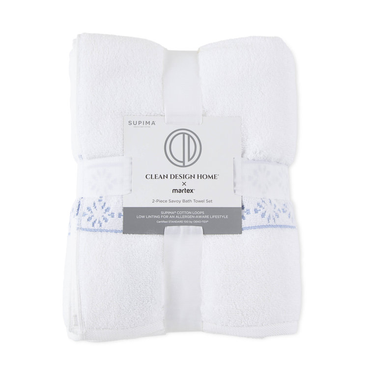White Supima Cotton Geometric Jacquard Bath Towel Set