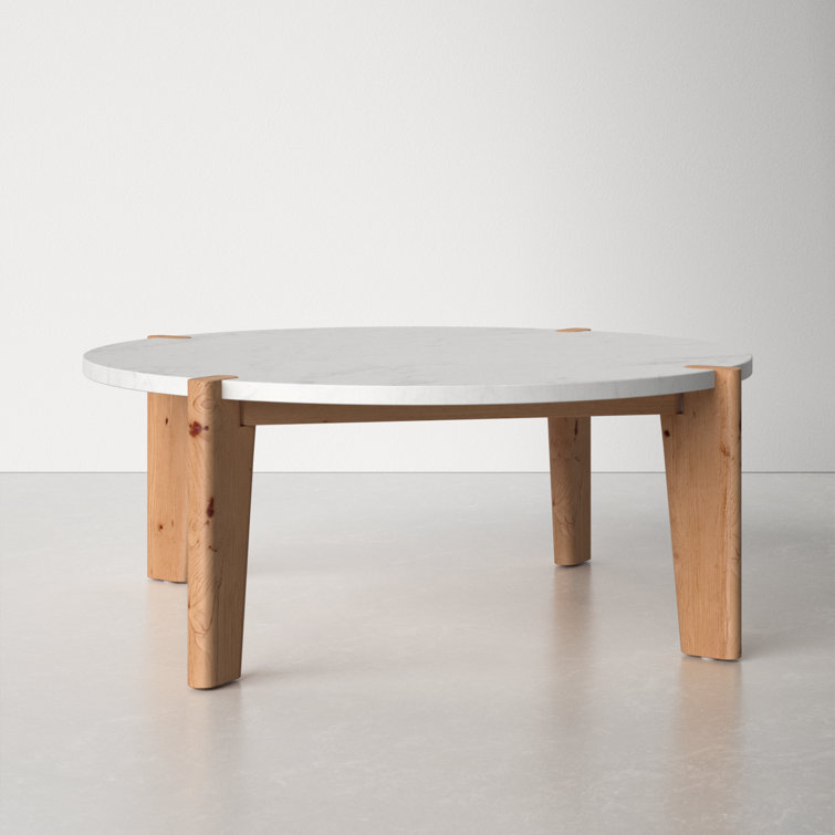Elmwood Tapered Leg Round Marble Coffee Table with Storage