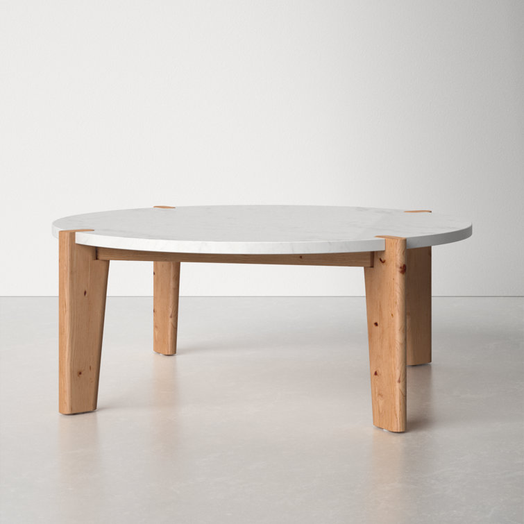 Elmwood Tapered Leg Round Marble Coffee Table with Storage