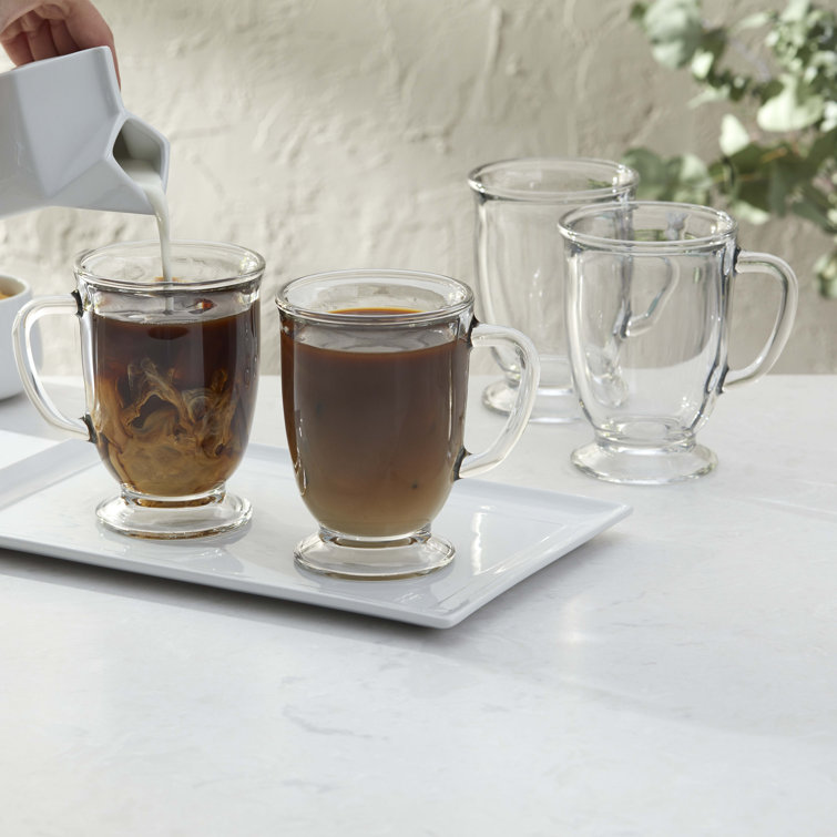 Libbey Kona Clear Glass Coffee Mugs, 16-ounce, Set of 6
