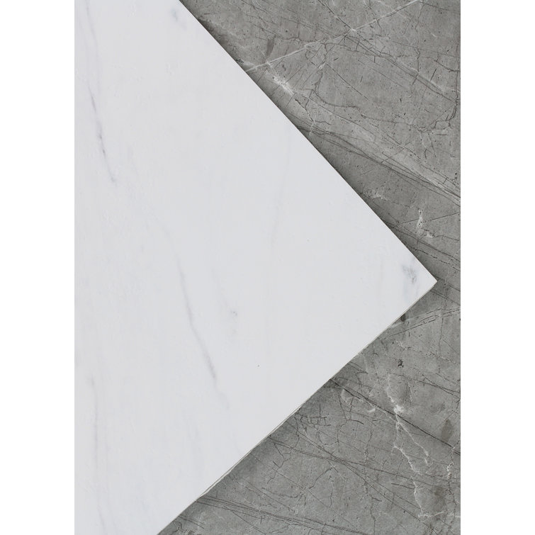 Bonneville 12" x 12" Grey and White Marble Peel and Stick Floor Tiles