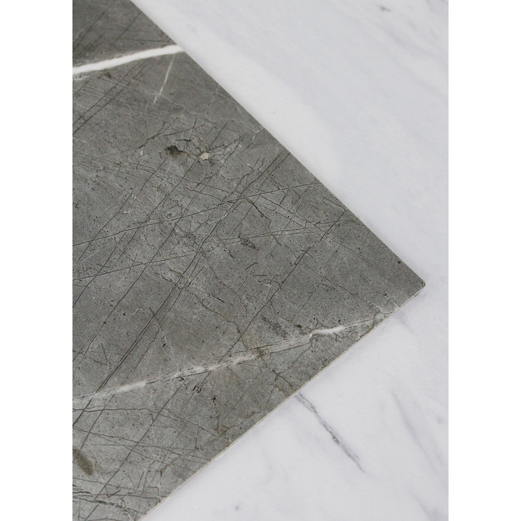 Bonneville 12" x 12" Grey and White Marble Peel and Stick Floor Tiles