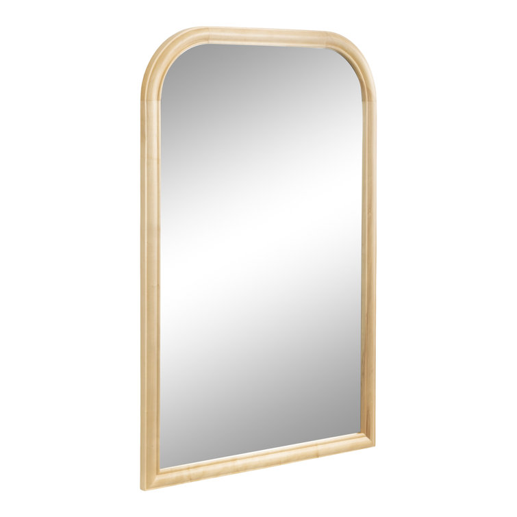 Natural Arched Wooden Wall Mirror 36" x 24"
