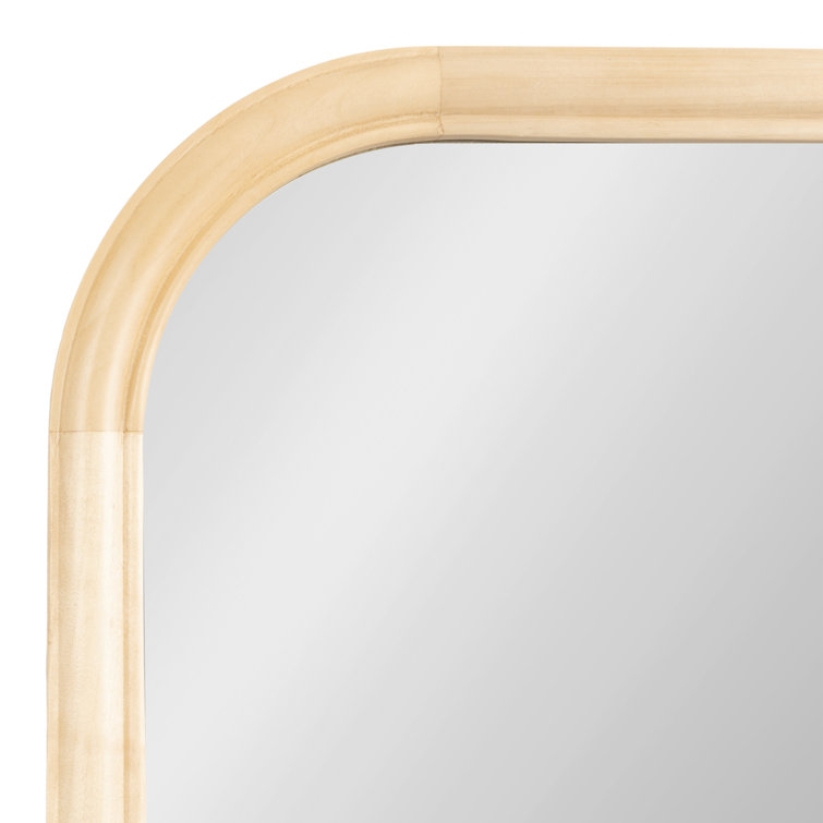 Natural Arched Wooden Wall Mirror 36" x 24"