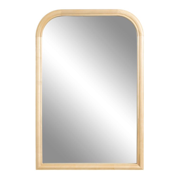 Natural Arched Wooden Wall Mirror 36" x 24"