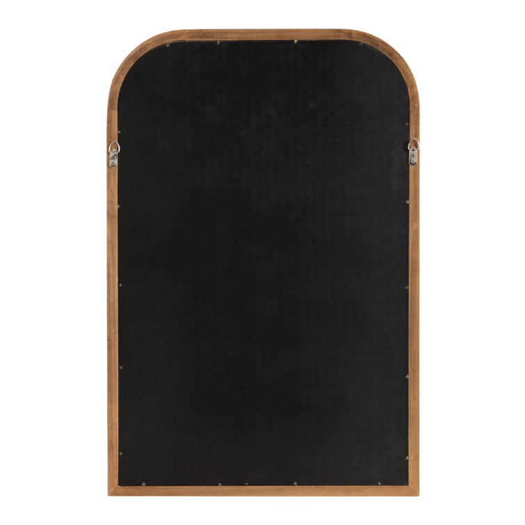 Rustic Brown Arched Wooden Bathroom Wall Mirror 36" x 24"