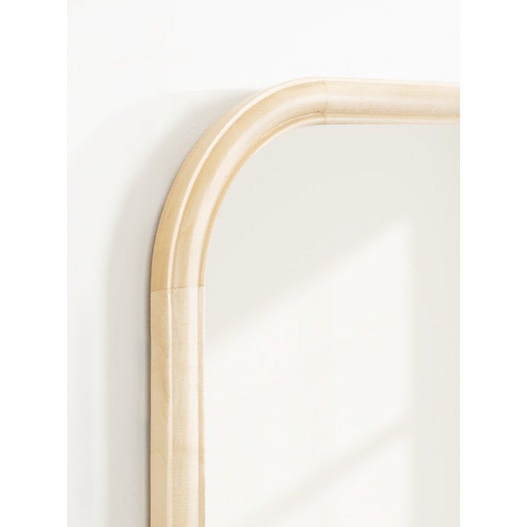 Natural Arched Wooden Wall Mirror 36" x 24"