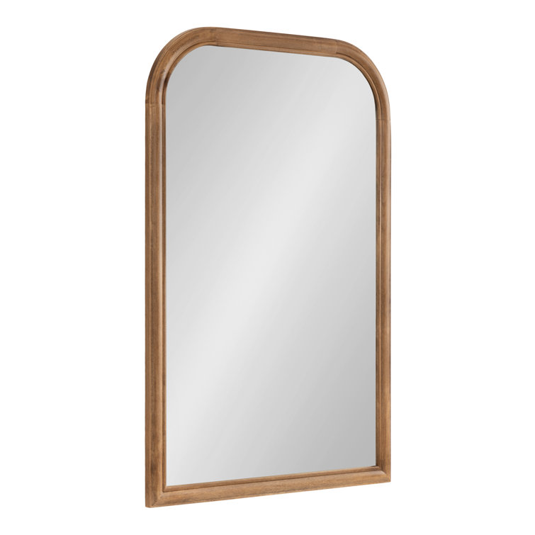 Rustic Brown Arched Wooden Bathroom Wall Mirror 36" x 24"