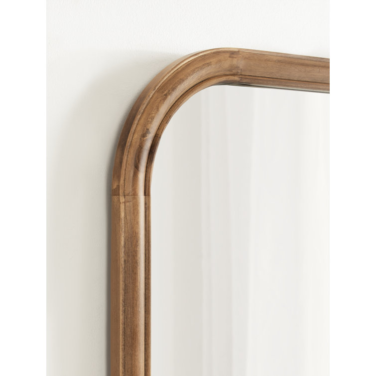 Rustic Brown Arched Wooden Bathroom Wall Mirror 36" x 24"