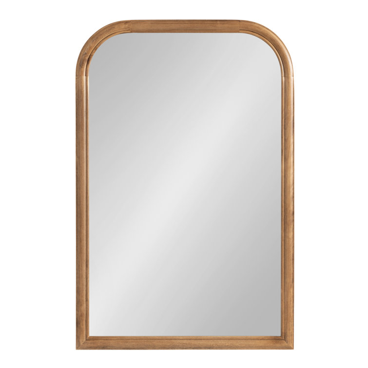 Rustic Brown Arched Wooden Bathroom Wall Mirror 36" x 24"