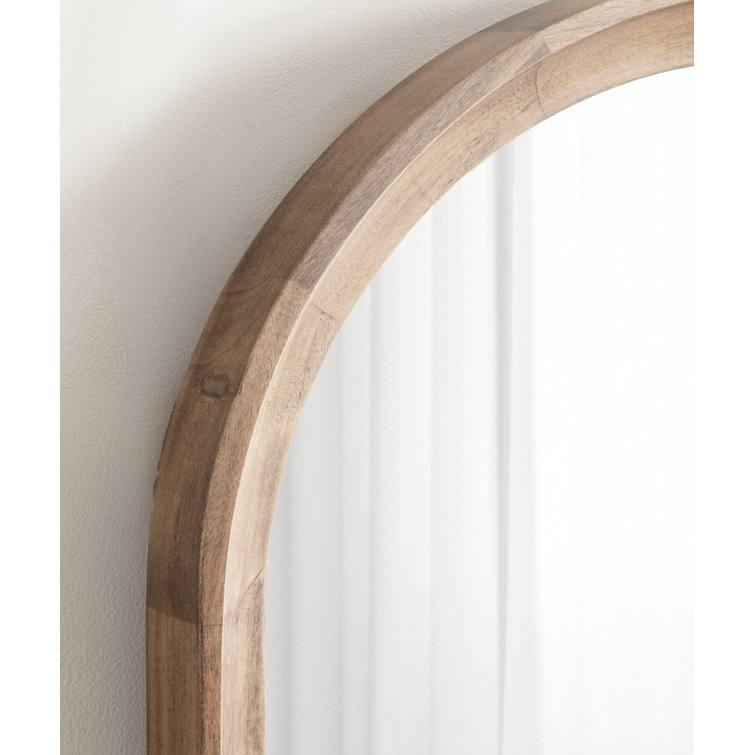 Rustic Brown Medium Wood Arch Wall Mirror