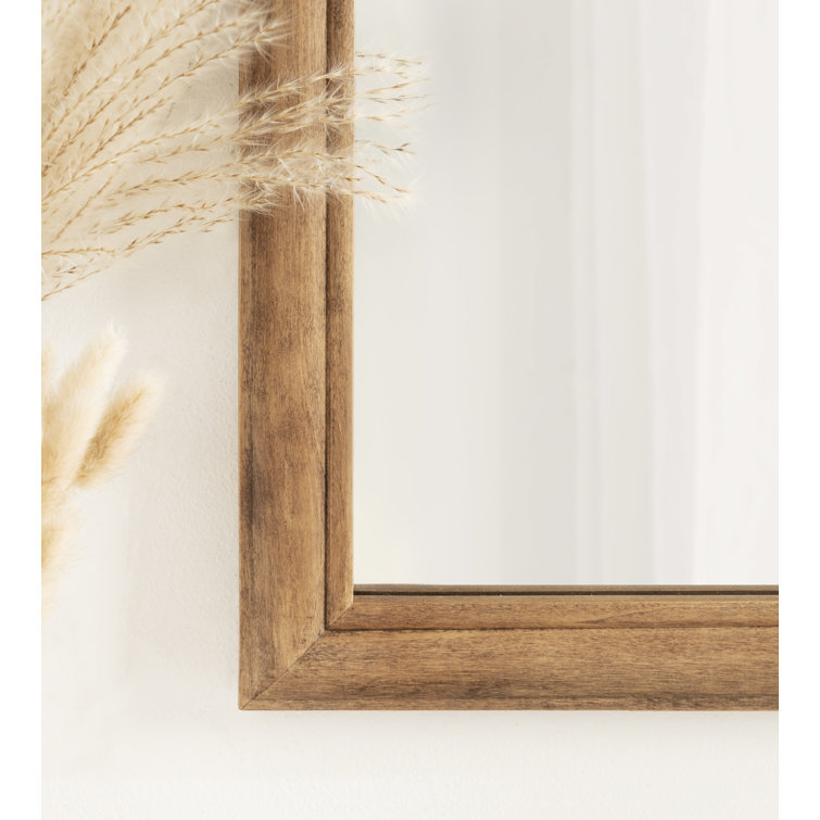 Rustic Brown Arched Wooden Bathroom Wall Mirror 36" x 24"