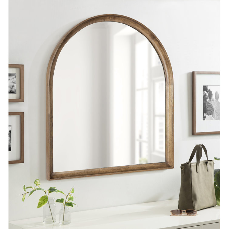 Rustic Brown Medium Wood Arch Wall Mirror