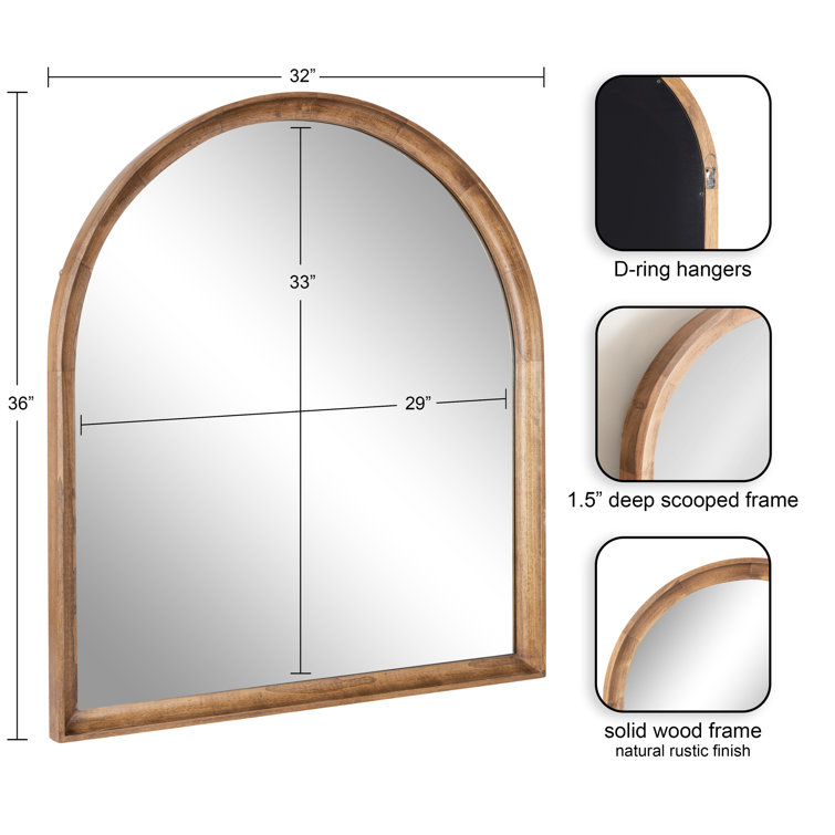 Rustic Brown Medium Wood Arch Wall Mirror