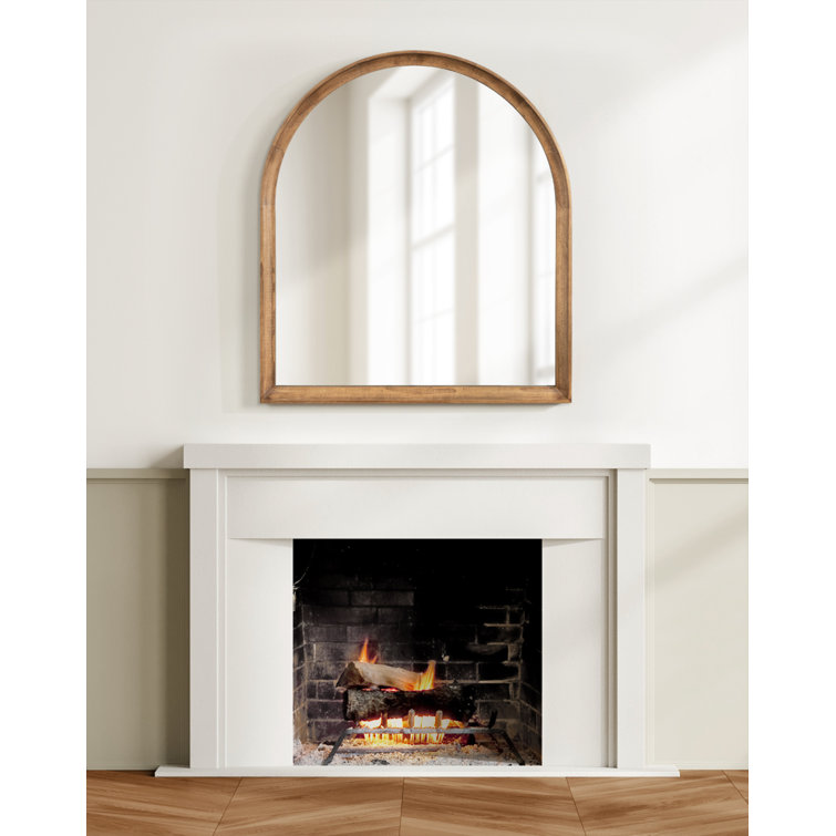 Rustic Brown Medium Wood Arch Wall Mirror