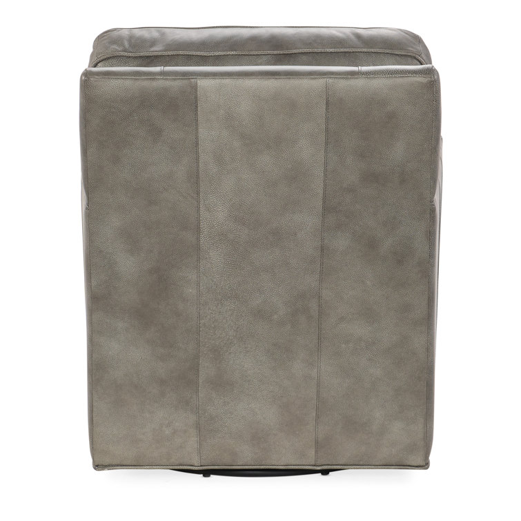 Gray Leather Swivel Accent Chair with Manufactured Wood Frame