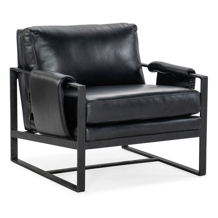 Riviera Black Leather and Metal Accent Chair