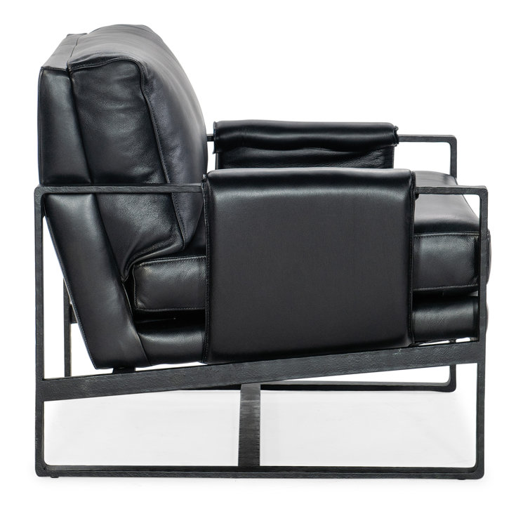 Riviera Black Leather and Metal Accent Chair