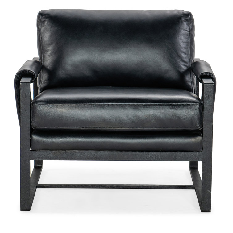 Riviera Black Leather and Metal Accent Chair