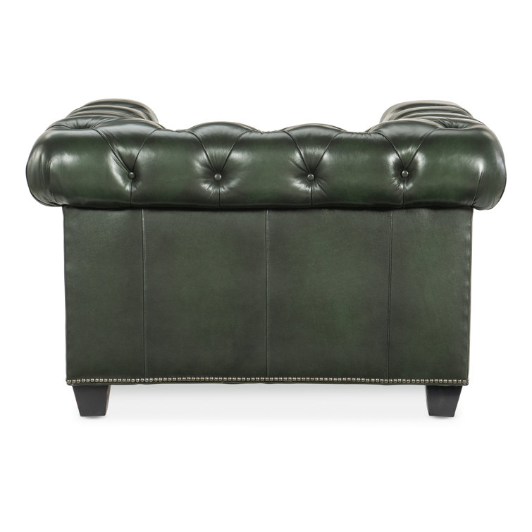 Charleston Black Leather Tufted Accent Chair with Nailhead Trim