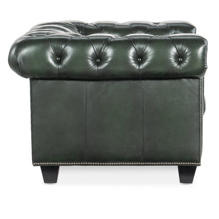 Charleston Black Leather Tufted Accent Chair with Nailhead Trim