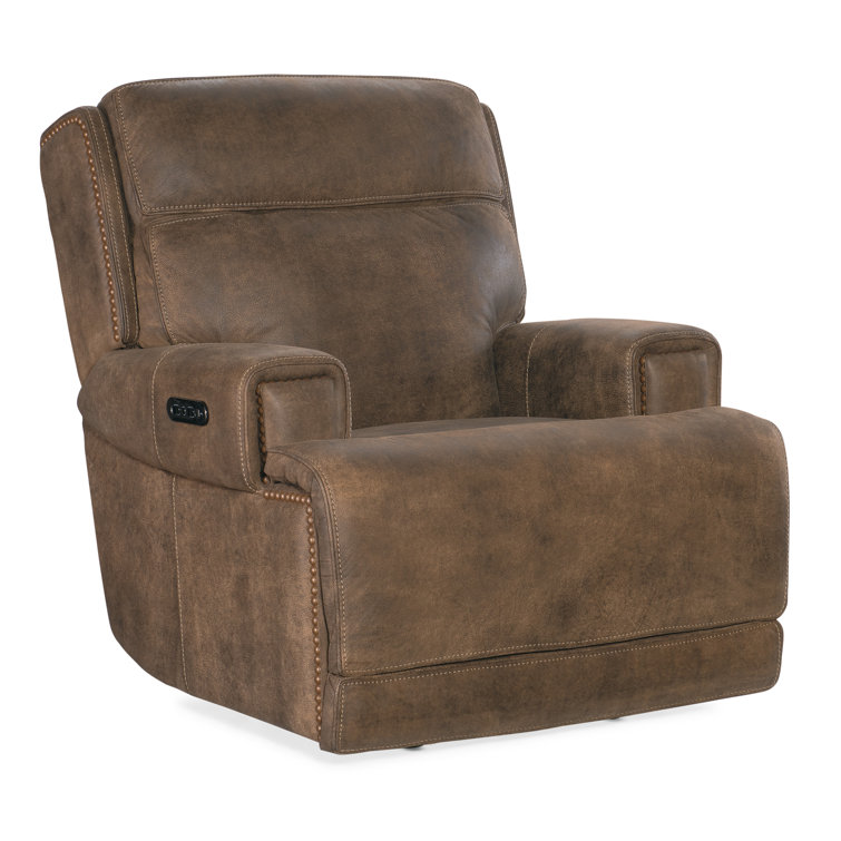 Seville Timber Brown Leather Reclining Armchair