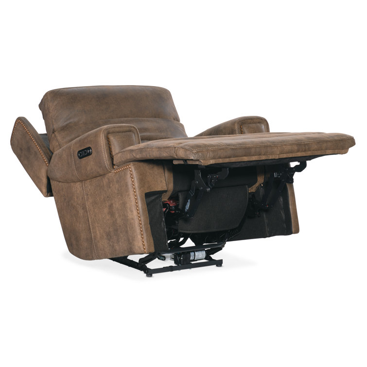 Seville Timber Brown Leather Reclining Armchair