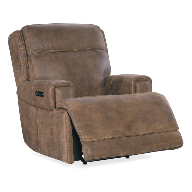 Seville Timber Brown Leather Reclining Armchair