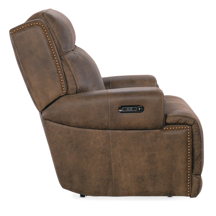 Seville Timber Brown Leather Reclining Armchair