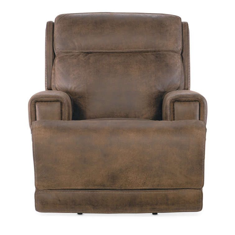 Seville Timber Brown Leather Reclining Armchair