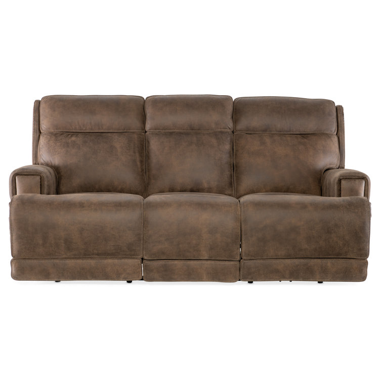 Wheeler 83'' Brown Leather Reclining Sofa with Nailhead Trim